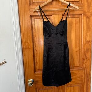 Black Satin Mini Dress